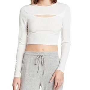 Abound Nordstrom White Long Sleeve Cropped Top 3X NWT